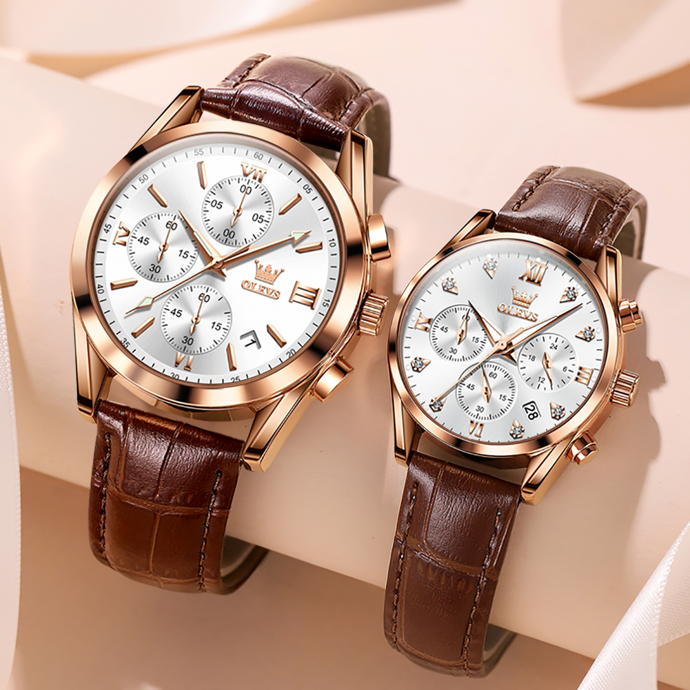 OLEVS Couple Watch for Men Wom - Leather Watch Band Men recension och pris
