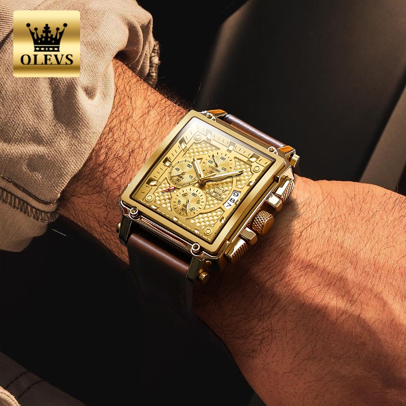 OLEVS Brand Mens Watches Water - Leather Watch Band Men recension och pris