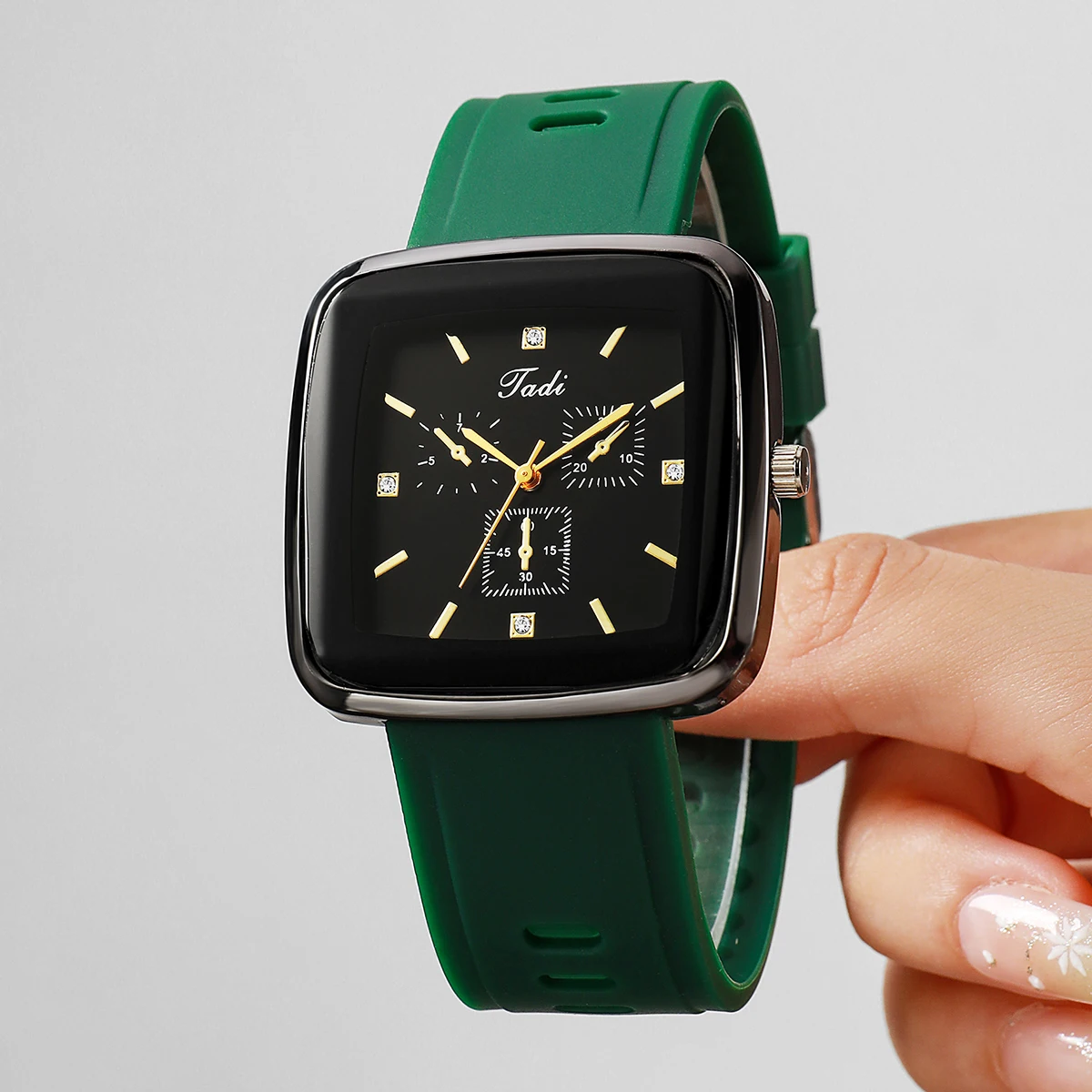 Fashion Rhinestone Square Wome - Silicone Band Women recension och pris